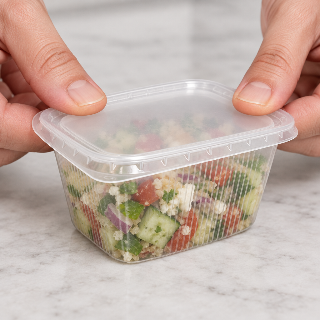 Brugssituation: klart låg sættes på et separat salatbæger med en lille salatportion
