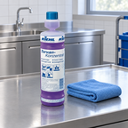 Kiehl Torvan-Koncentrat på arbejdsbord med blå mikrofiberklud