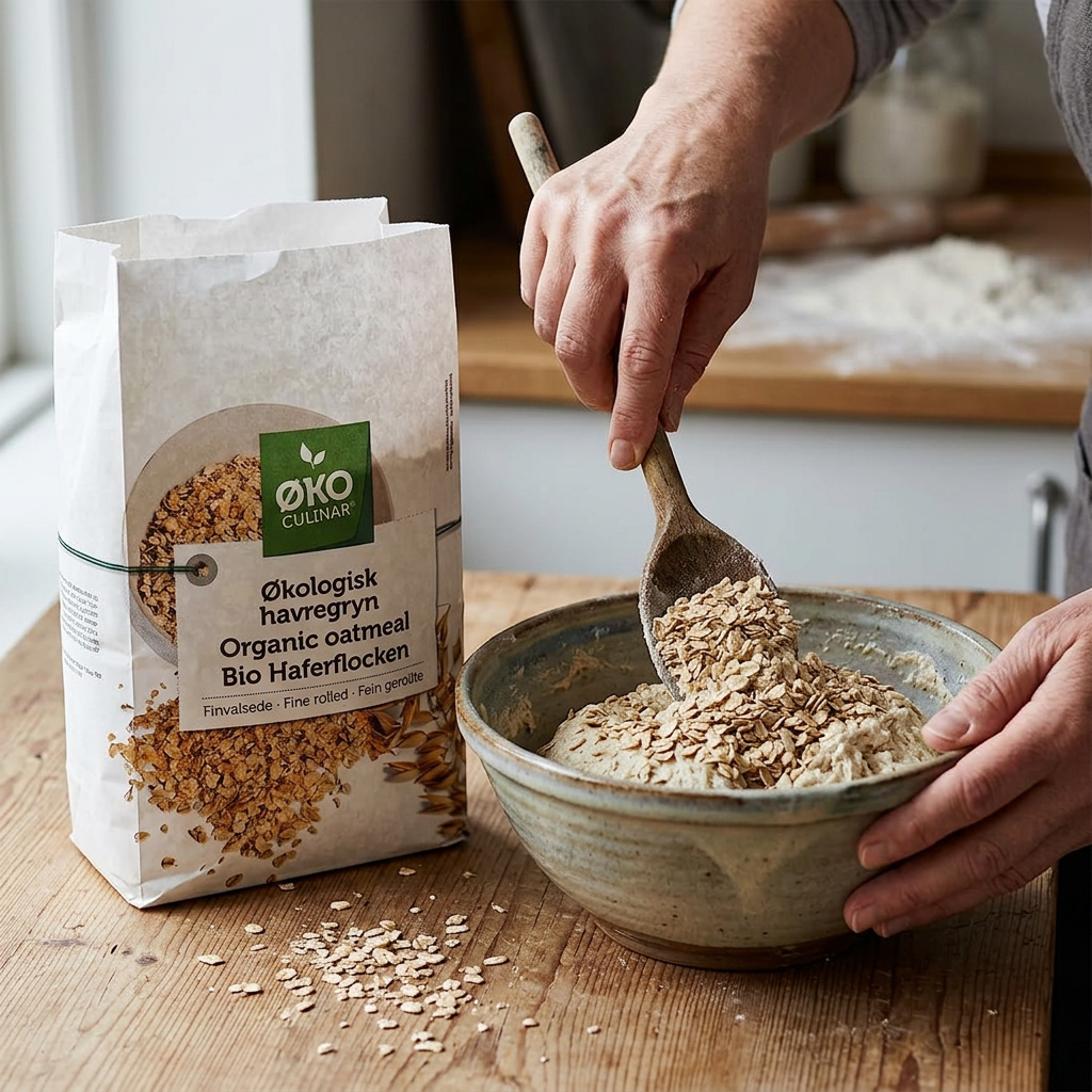 Øko Culinar havregryn blandes i brøddej