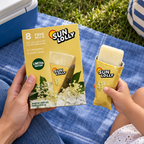 Sun Lolly Hyldeblomst Limited Edition-æske og åbnet is ved picnic