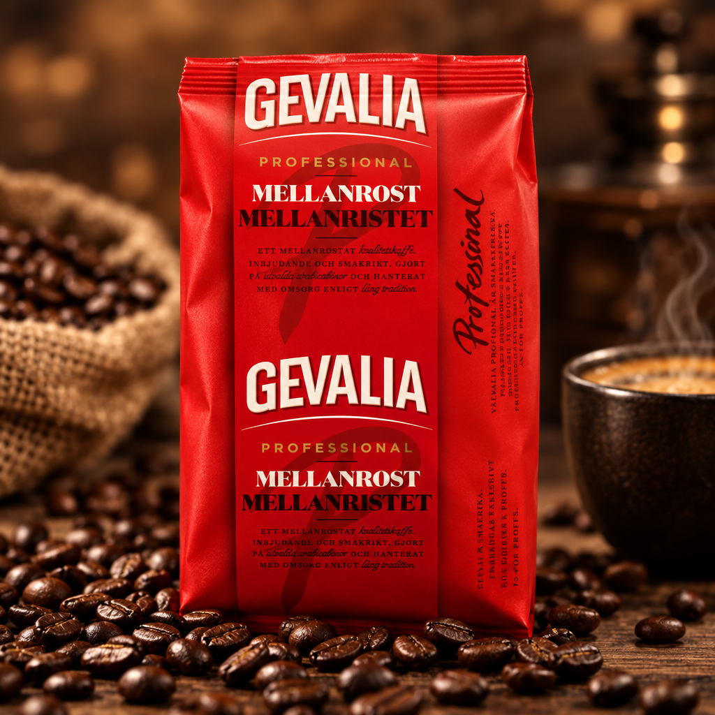 Nærbillede af Gevalia Kaffe 500 g med kaffebønner