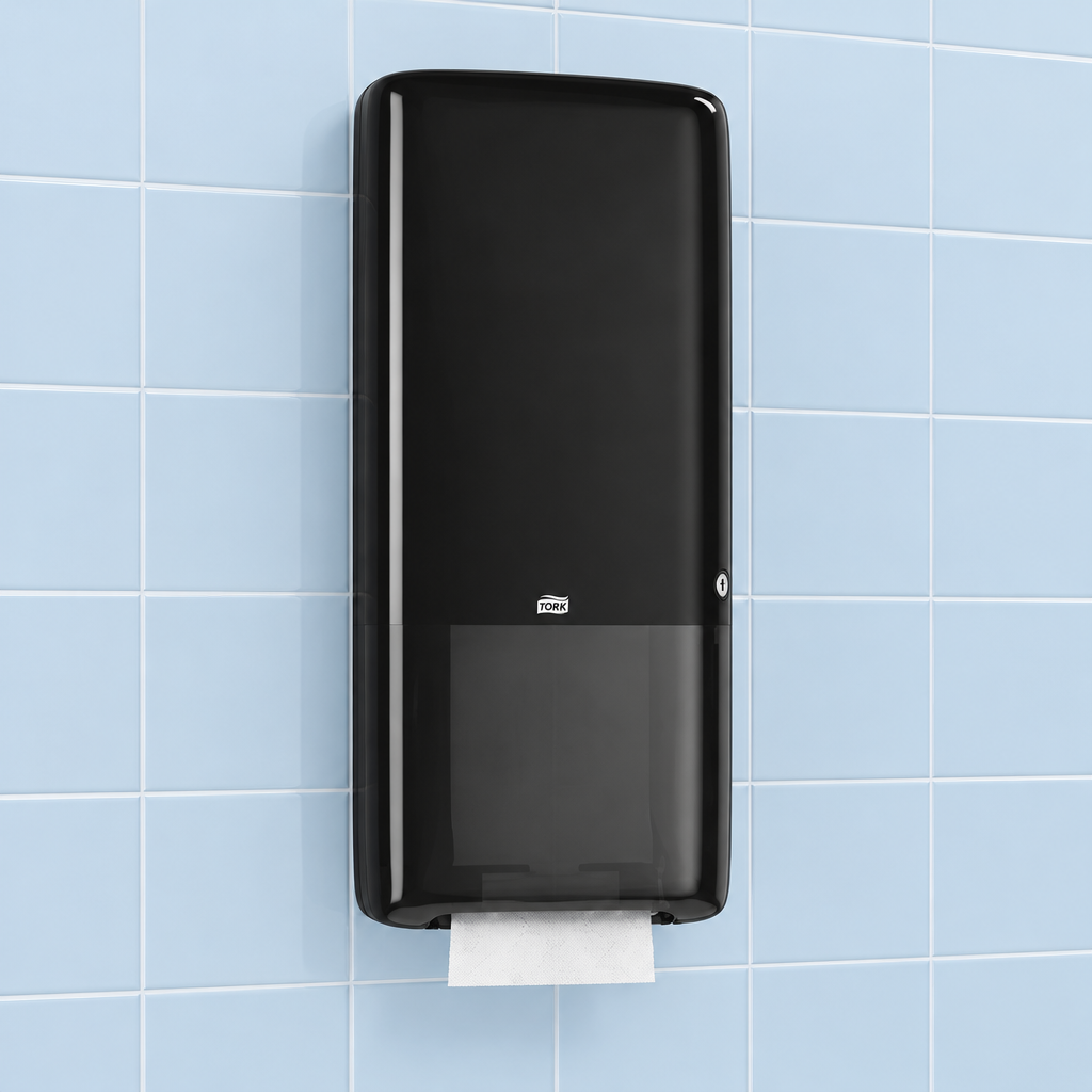 Tork PeakServe 552508 håndklædearkdispenser i sportshallens toiletfaciliteter
