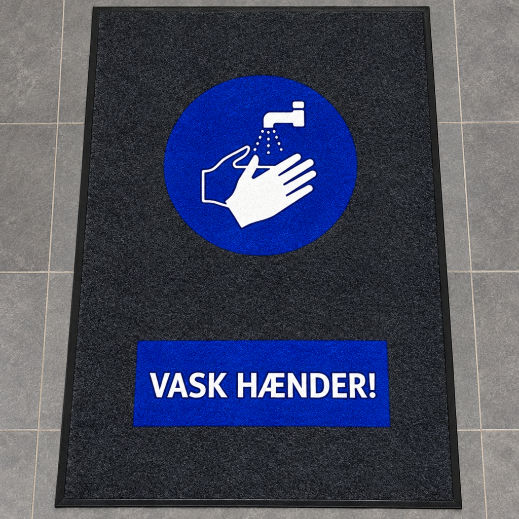 Smudsmåttens Vask Hænder-budskab og håndvaskemotiv set tættere på, genereret miljøbillede
