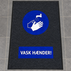 Smudsmåttens Vask Hænder-budskab og håndvaskemotiv set tættere på, genereret miljøbillede
