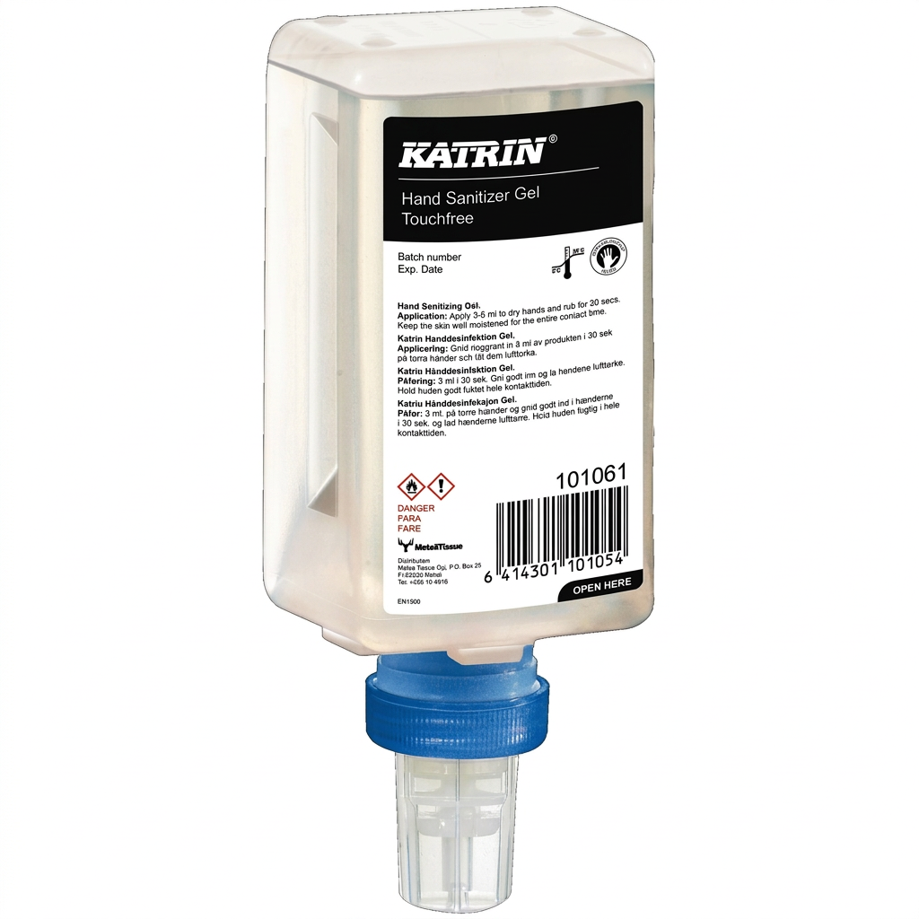 Katrin 101061 Touchfree-refill med blå tilslutning på hvid baggrund