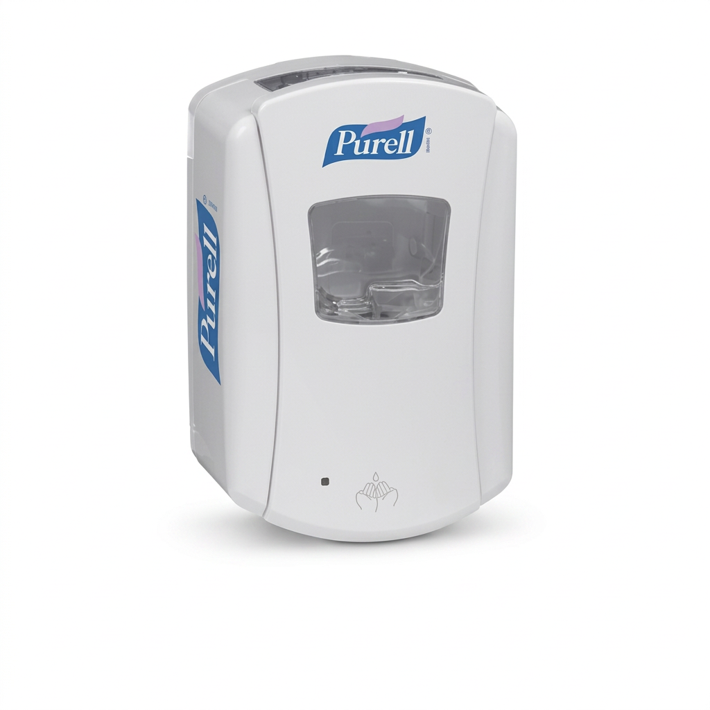 Hvid Purell LTX-7 håndspritdispenser på hvid baggrund