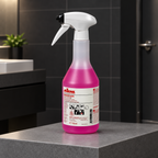 Kiehl AvenisFoam 750 ml på grå sokkel i mørkt flisebeklædt toiletforrum
