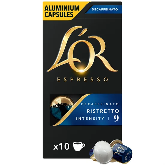 Kaffekapsler Lór Ristretto Koffeinfri 9, 1 pakke a 10 stk